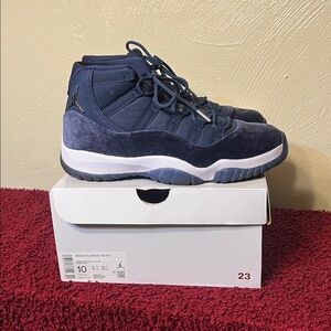 💙 Air Jordan 11 Retro “Midnight Navy Velvet” (W) • Navy Suede/Velvet • Size 10